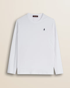 T-Shirt Manica Lunga in Jersey di Cotone fronte - White