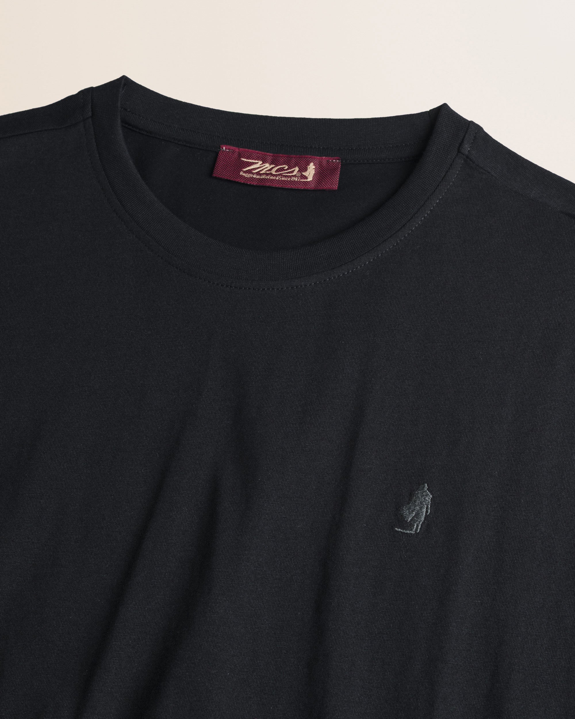 T-Shirt Manica Lunga in Jersey di Cotone dettaglio - Black
