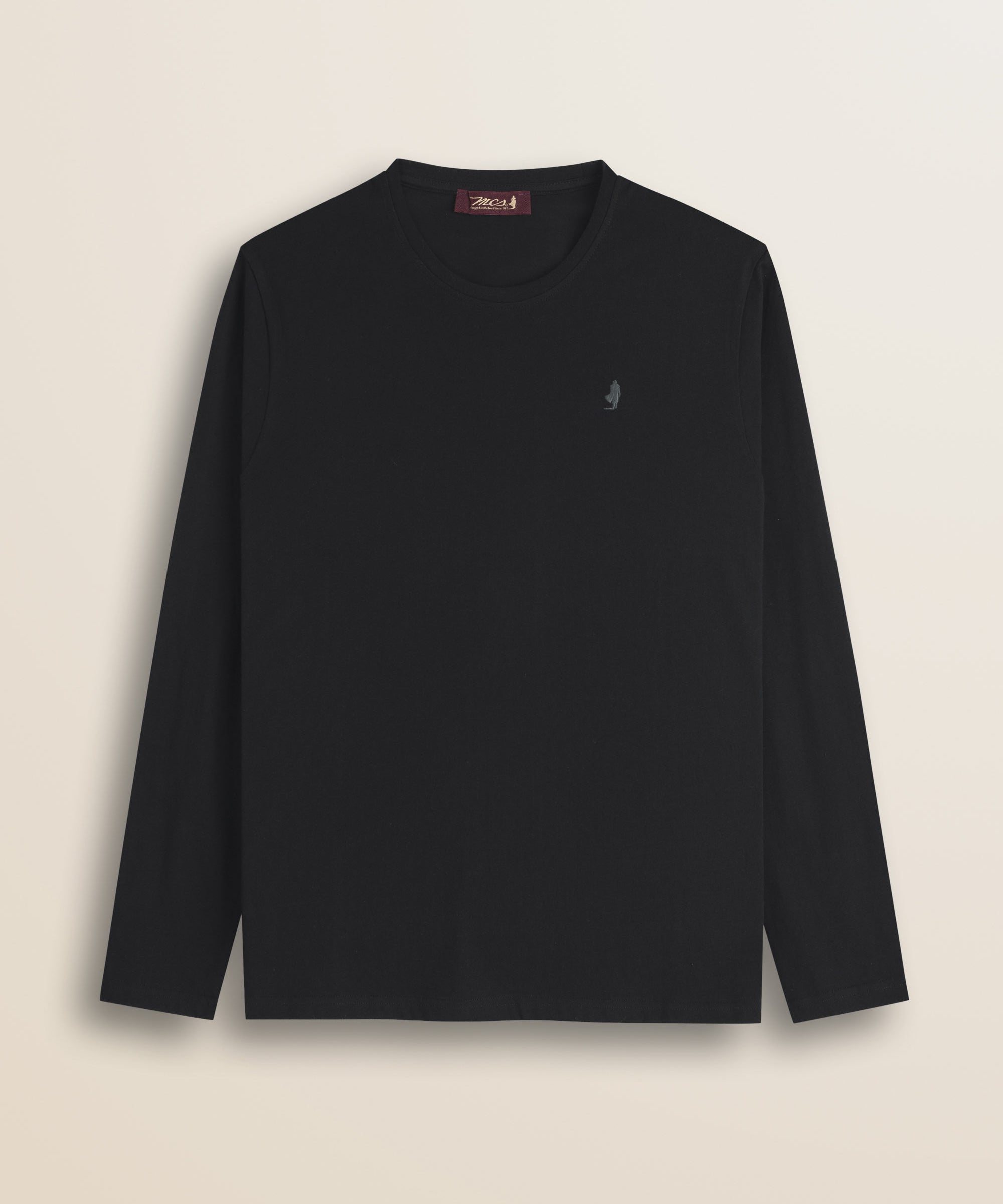 T-Shirt Manica Lunga in Jersey di Cotone fronte - Black