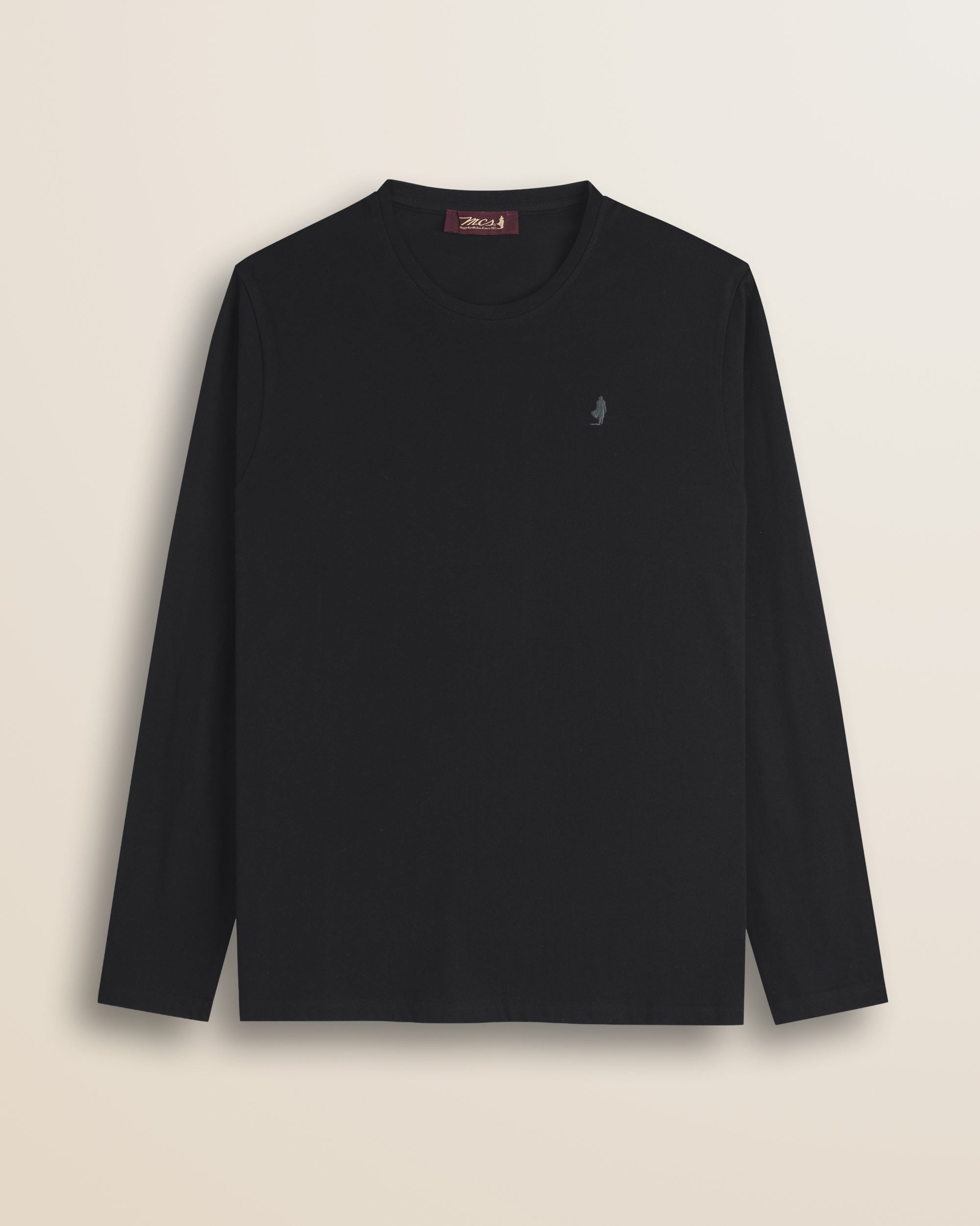 T-Shirt Manica Lunga in Jersey di Cotone fronte - Black