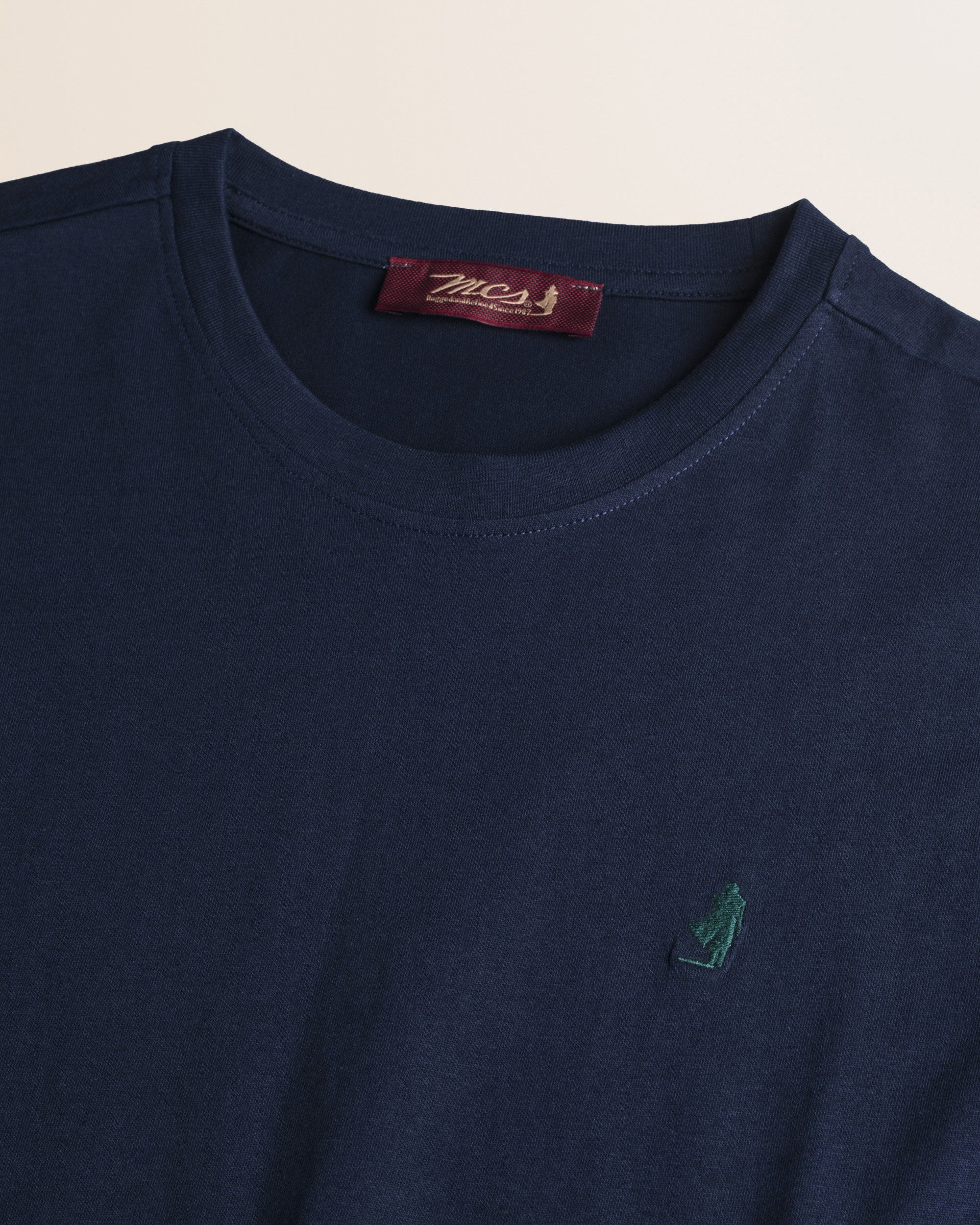T-Shirt Manica Lunga in Jersey di Cotone dettaglio - Navy Blue