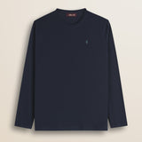 T-Shirt Manica Lunga in Jersey di Cotone fronte - Navy Blue
