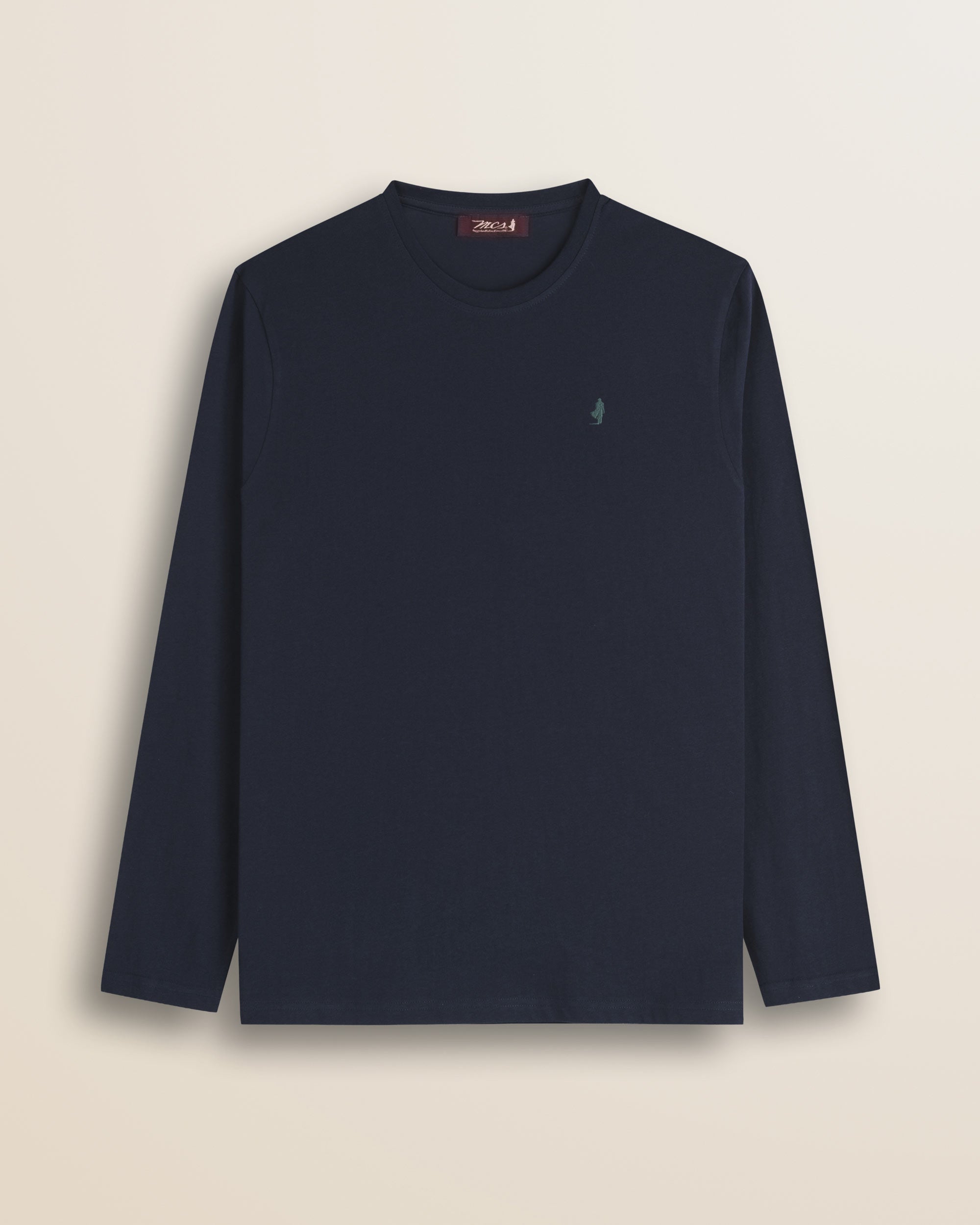 T-Shirt Manica Lunga in Jersey di Cotone fronte - Navy Blue