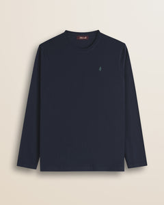 T-Shirt Manica Lunga in Jersey di Cotone fronte - Navy Blue
