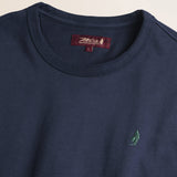 T-Shirt Manica Lunga in Jersey Smerigliato dettaglio - Navy Blue