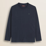T-Shirt Manica Lunga in Jersey Smerigliato fronte - Navy Blue
