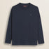 T-Shirt Manica Lunga in Jersey Smerigliato fronte - Navy Blue