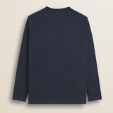 T-Shirt Manica Lunga in Jersey Smerigliato retro - Navy Blue