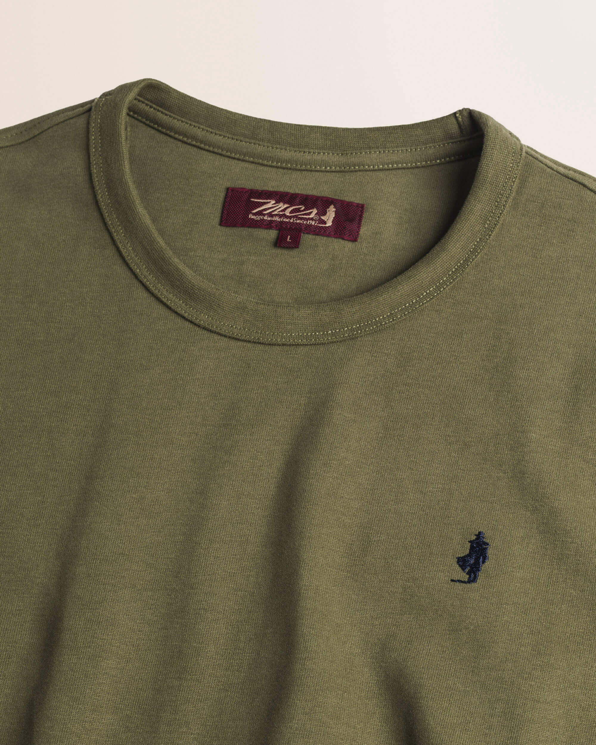 T-Shirt Manica Lunga in Jersey Smerigliato dettaglio - Olive Night