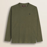 T-Shirt Manica Lunga in Jersey Smerigliato fronte - Olive Night