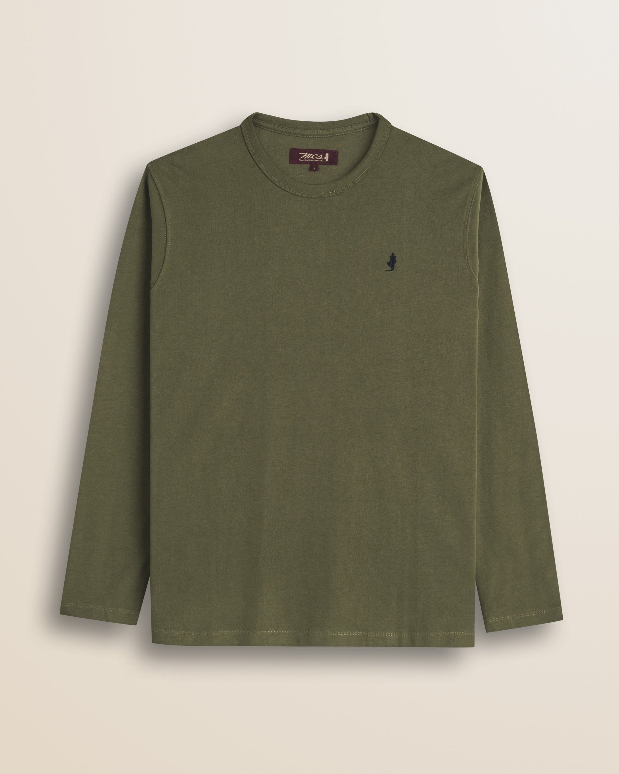 T-Shirt Manica Lunga in Jersey Smerigliato fronte - Olive Night