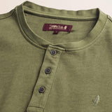 Maglia Serafino in Cotone Tinta in Capo dettaglio - Olive Night