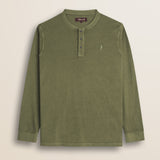 Maglia Serafino in Cotone Tinta in Capo fronte - Olive Night