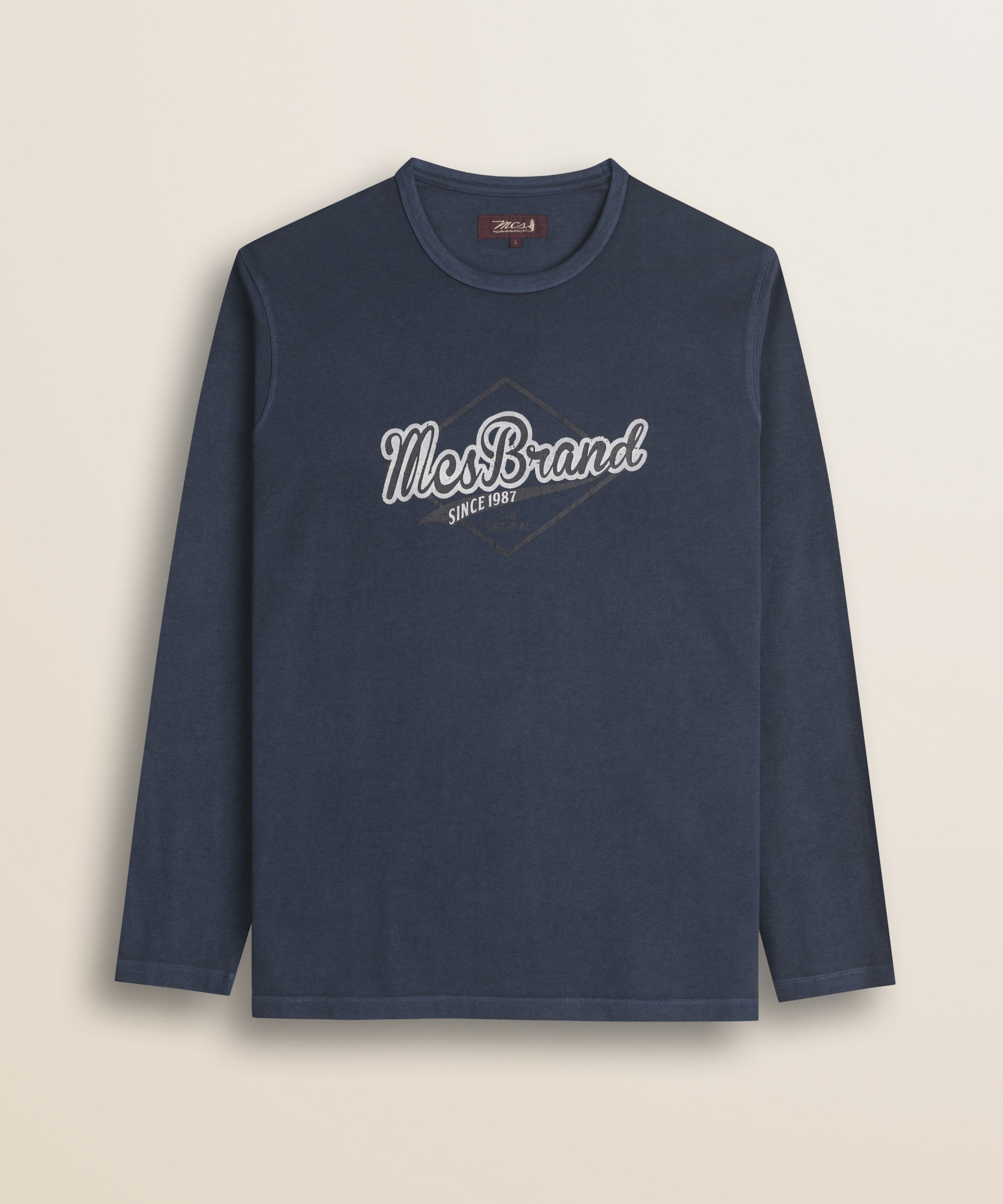 T-Shirt Manica Lunga con Stampa MCS Tinta in Capo fronte - Navy Blue
