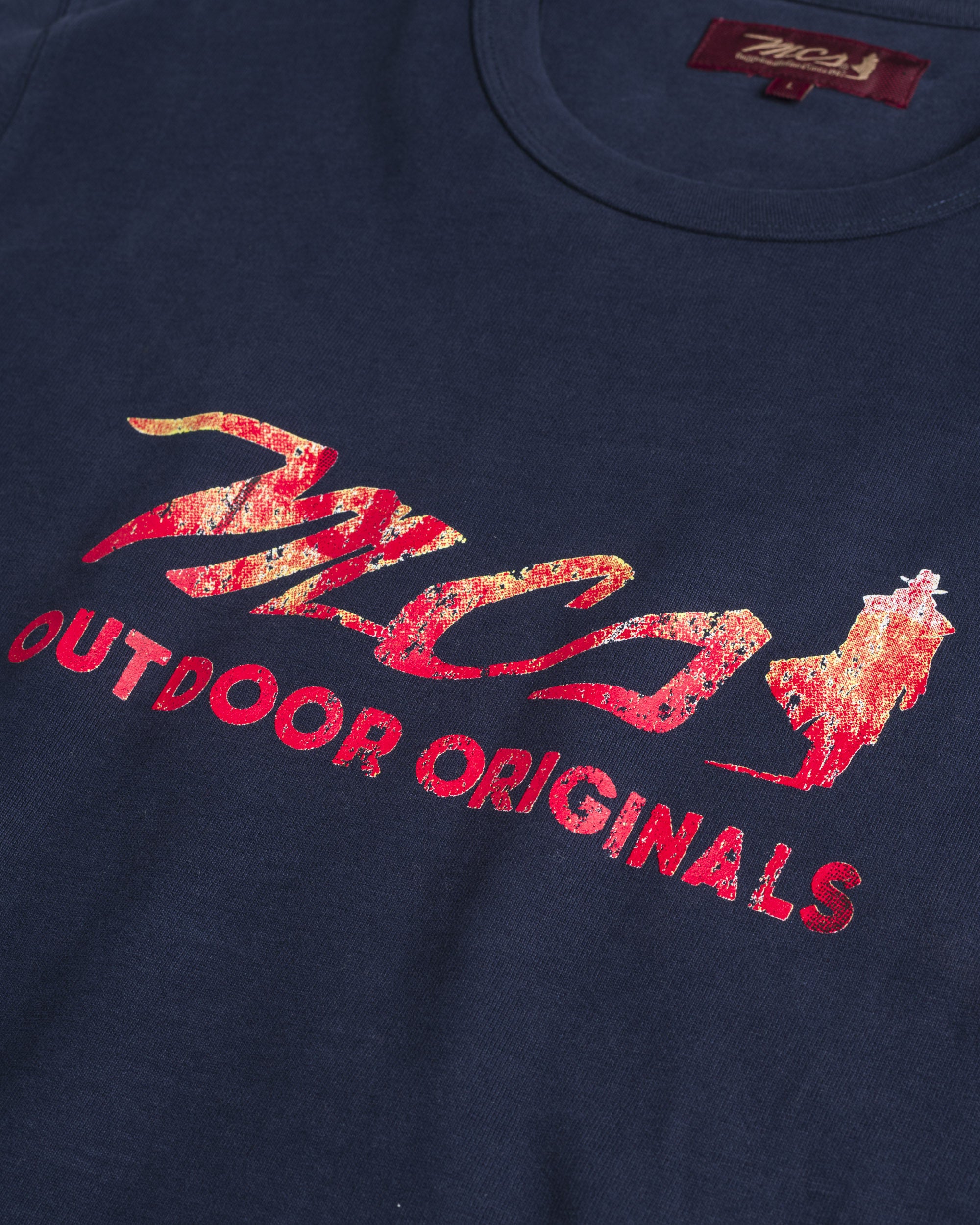 T-Shirt Manica Lunga in Cotone con Stampa Logo dettaglio - Navy Blue