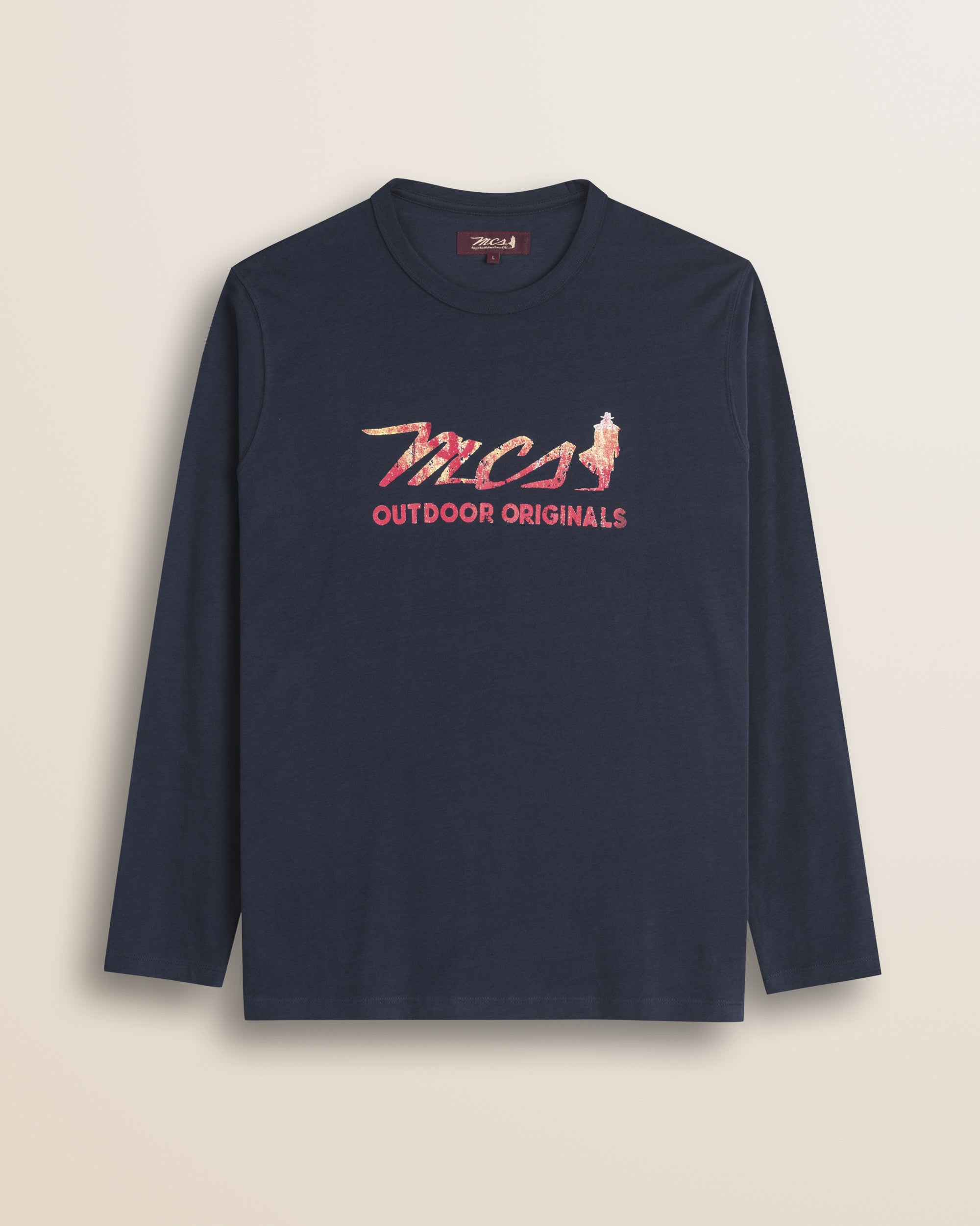 T-Shirt Manica Lunga in Cotone con Stampa Logo fronte - Navy Blue