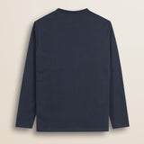 T-Shirt Manica Lunga in Cotone con Stampa Logo retro - Navy Blue