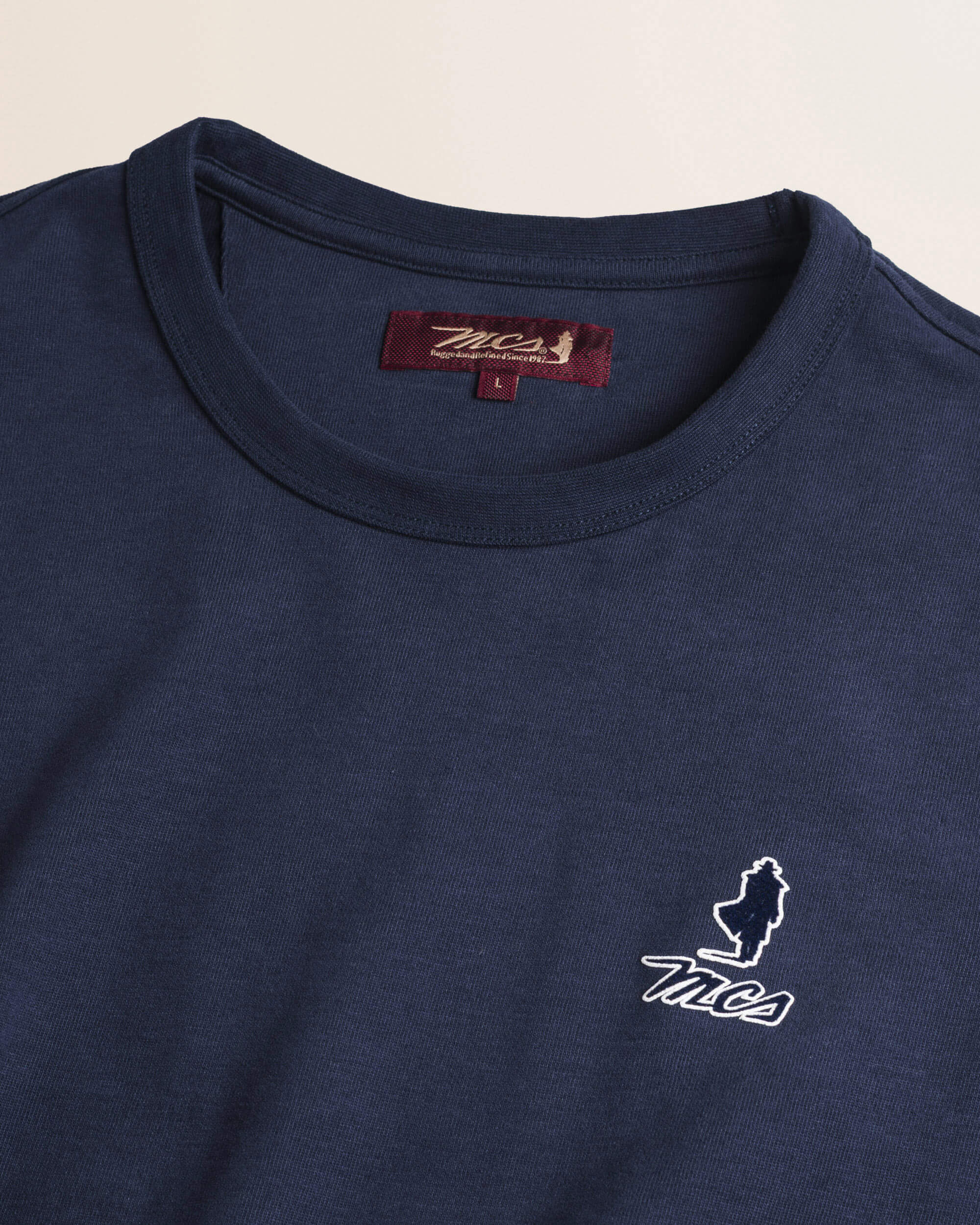 T-Shirt Manica Lunga con Logo Rider Flock dettaglio - Navy Blue