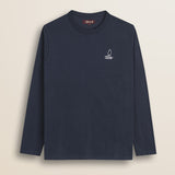 T-Shirt Manica Lunga con Logo Rider Flock fronte - Navy Blue