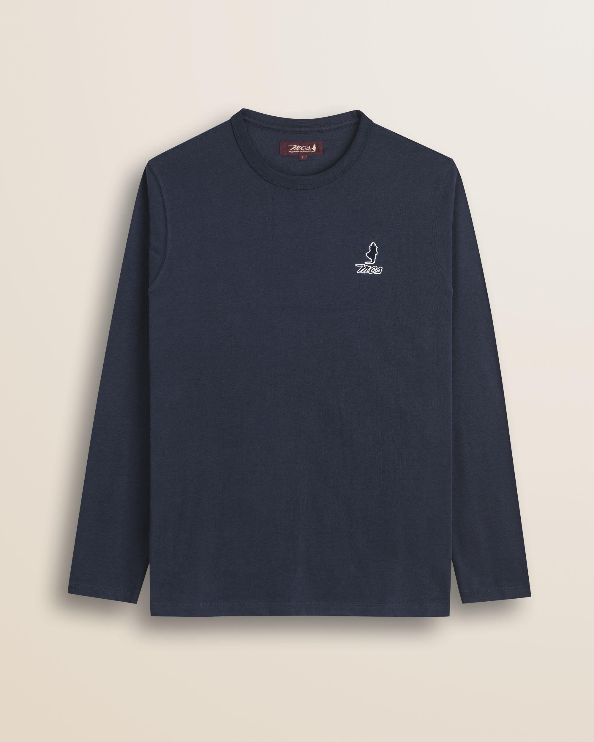 T-Shirt Manica Lunga con Logo Rider Flock fronte - Navy Blue