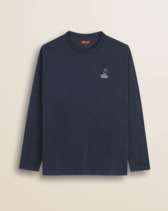 T-Shirt Manica Lunga con Logo Rider Flock fronte - Navy Blue