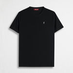 T-Shirt con Logo Ricamato 100% Cotone - Black