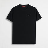 T-Shirt con Logo Ricamato 100% Cotone - Black