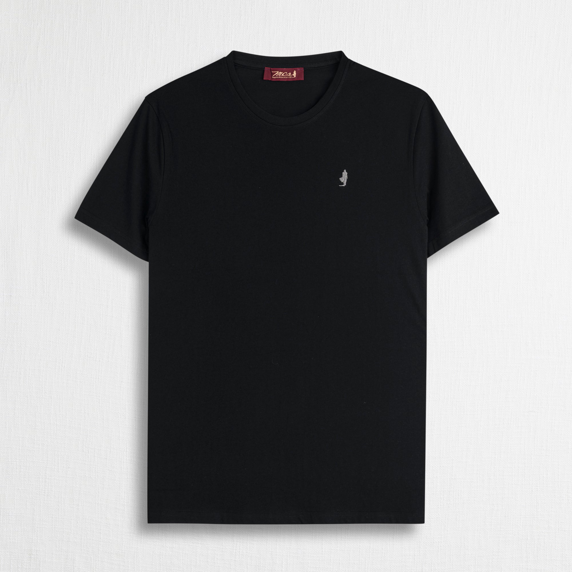 T-Shirt con Logo Ricamato 100% Cotone - Black