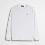 Maglietta Manica Lunga con Logo Ricamato 100% Cotone - White
