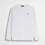 Maglietta Manica Lunga con Logo Ricamato 100% Cotone - White