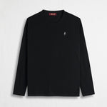 Maglietta Manica Lunga con Logo Ricamato 100% Cotone - Black