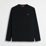 Maglietta Manica Lunga con Logo Ricamato 100% Cotone - Black