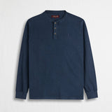 Maglietta Serafino Manica Lunga 100% Cotone - Blue Navy