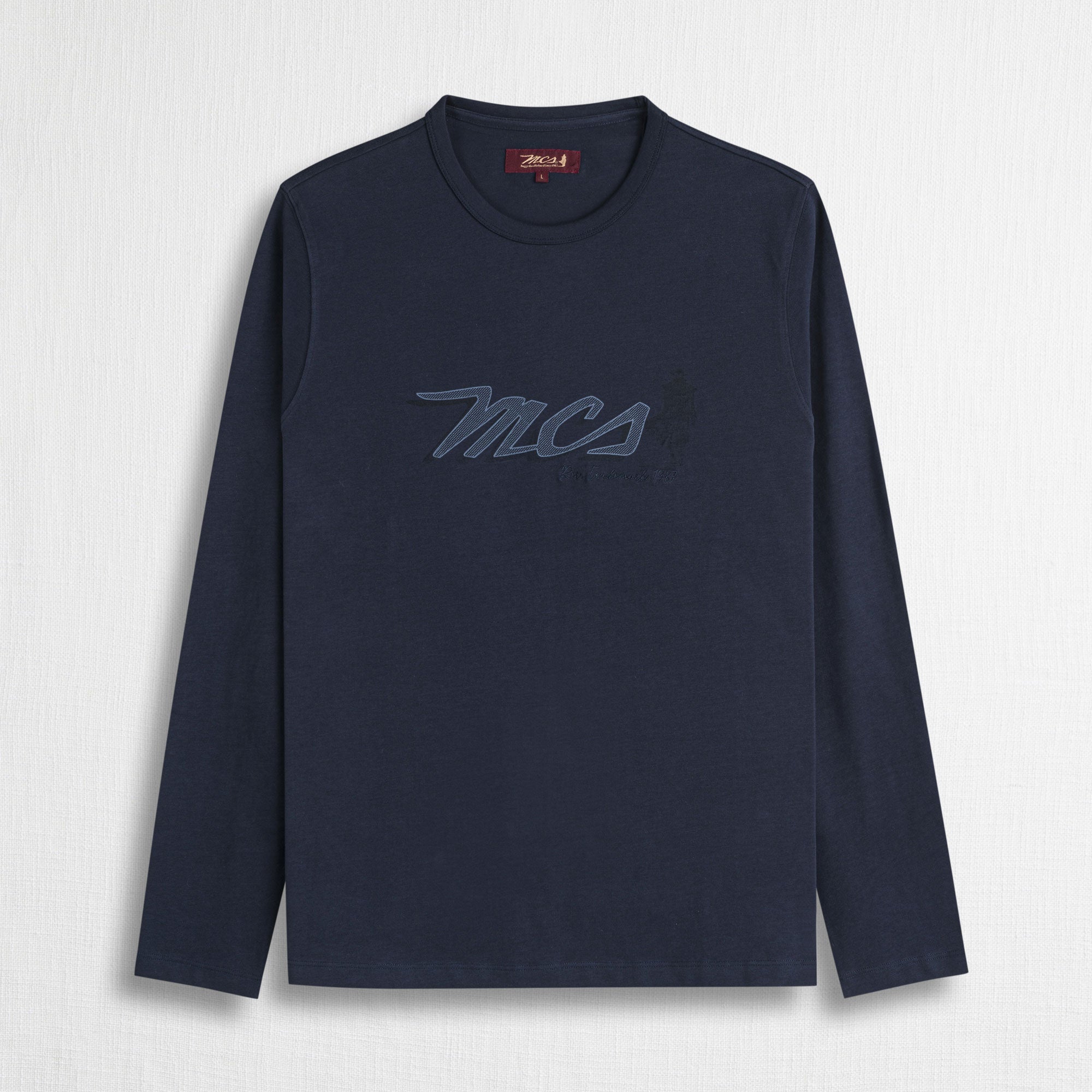 Maglietta Manica Lunga Stampata 100% Cotone - Blue Navy