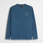 Maglietta Manica Lunga con Ricamo 100% Cotone - Indigo Dust