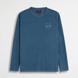Maglietta Manica Lunga con Ricamo 100% Cotone - Indigo Dust