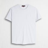 T-shirt 100% cotone fiammato con taschino - White