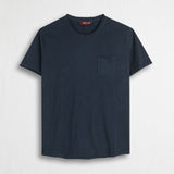 T-shirt 100% cotone fiammato con taschino - Navy Blue