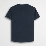 100% Slub Cotton T-Shirt with Pocket - Navy Blue