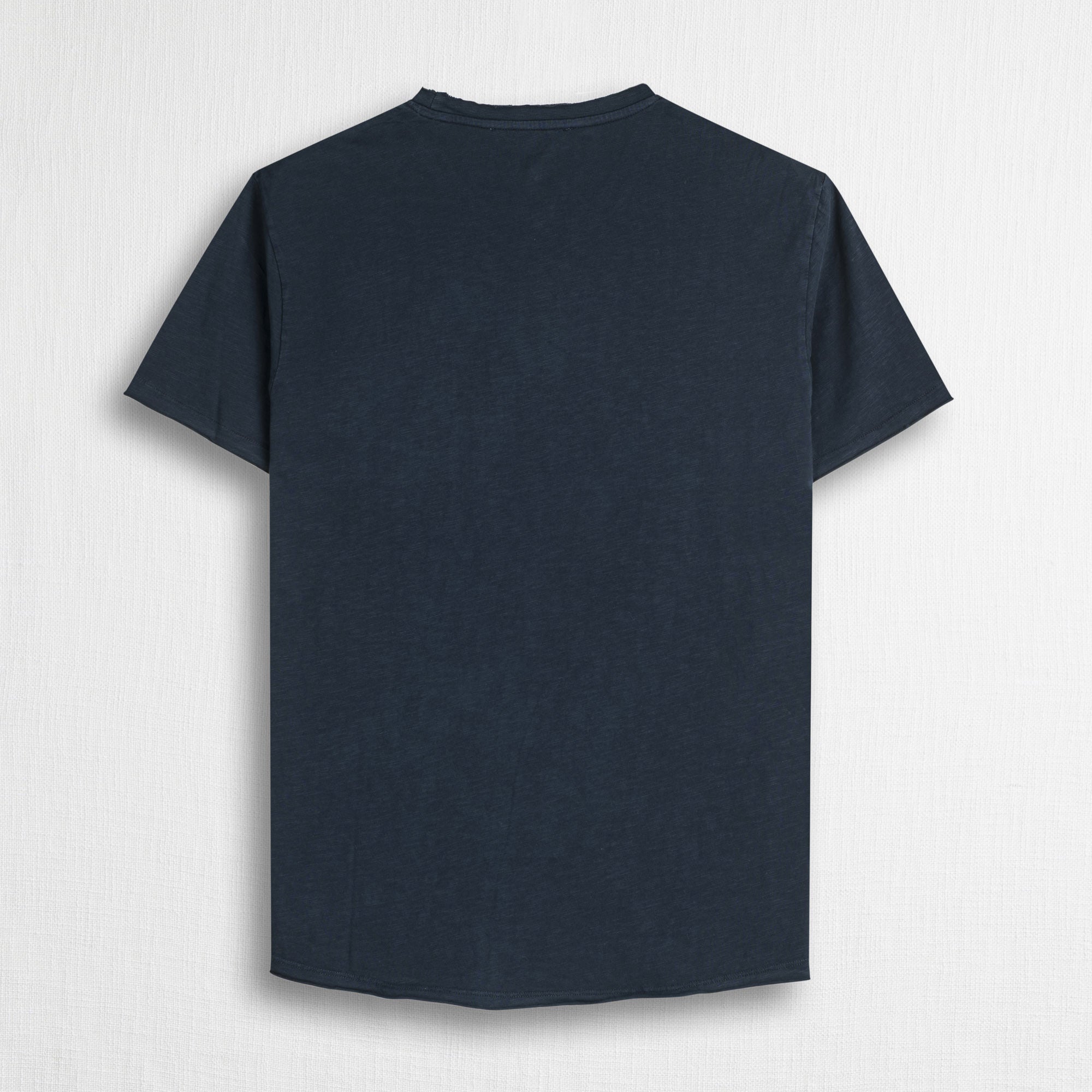 T-shirt 100% cotone fiammato con taschino - Navy Blue