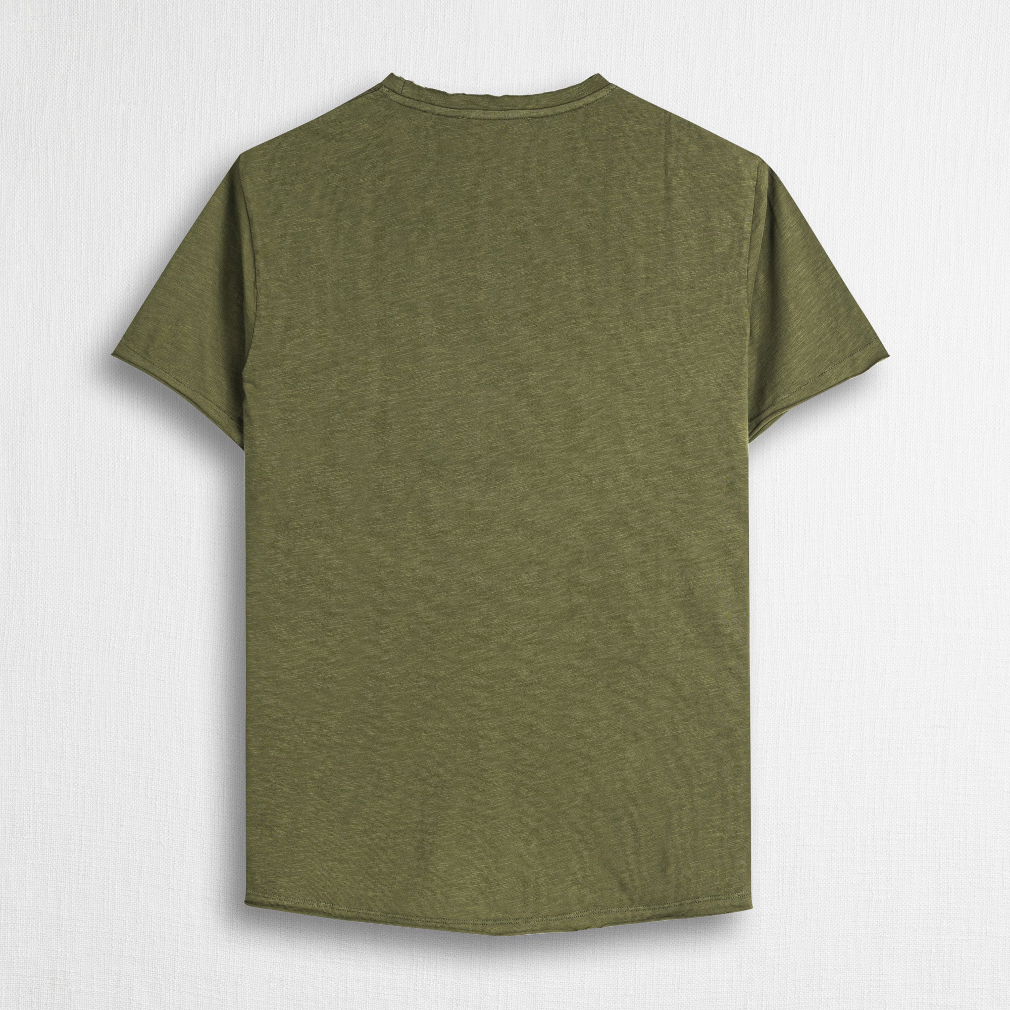 T-shirt 100% cotone fiammato con taschino - Dark Olive