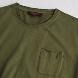 100% Slub Cotton T-Shirt with Pocket - Dark Olive