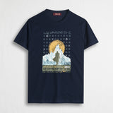 T-shirt in cotone con stampa frontale - Navy Blue