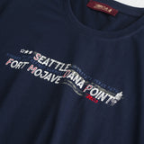 100% Cotton T-Shirt with Collection Graphic Print - Navy Blue