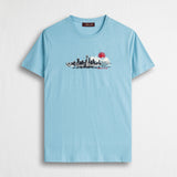 T-shirt 100% cotone con stampa centrale - Sky Blue