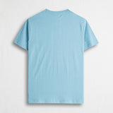 100% Cotton T-Shirt with Central Print - Sky Blue