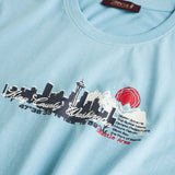 100% Cotton T-Shirt with Central Print - Sky Blue