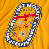 100% Cotton T-Shirt with Front and Back Print - Gold Yellow