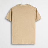 100% Slub Cotton T-Shirt with Print - Khaki
