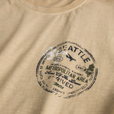 100% Slub Cotton T-Shirt with Print - Khaki